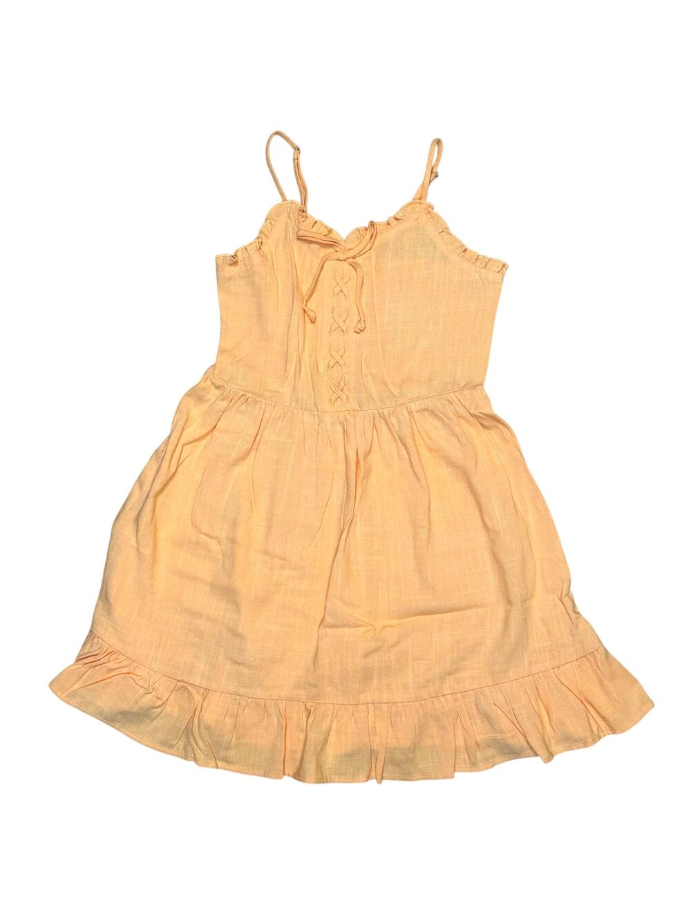 Stitch & Pine Girls Sun Dress Orange Rayon Linen Size 10/12